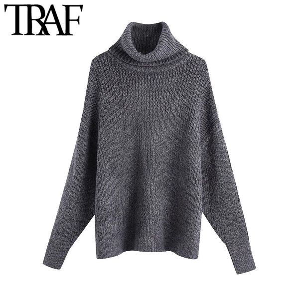 traf women fashion thick warm loose knitted sweater vintage high neck long sleeve side vents female pullovers chic 210415, White;black
traf women fashion thick warm loose knitted sweater vintage high neck long sleeve side vents female pullovers chic 210415, White;black