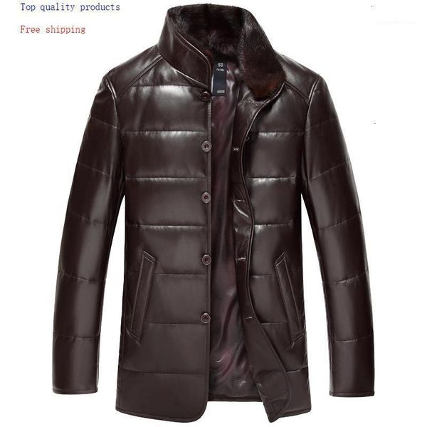 men's leather & faux down jacket genuine men winter real sheepskin coat collar veste cuir homme dk075 kj2136, Black
men's leather & faux down jacket genuine men winter real sheepskin coat collar veste cuir homme dk075 kj2136, Black