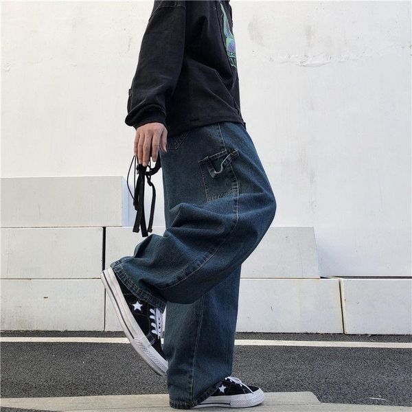 men's jeans large pocket cargo men korean fashion straight-leg retro wide-leg loose casual denim trousers, Blue
men's jeans large pocket cargo men korean fashion straight-leg retro wide-leg loose casual denim trousers, Blue