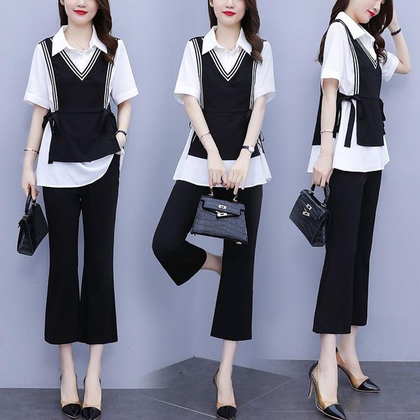 women's two piece pants summer fashion pants set large size suit casual loose ensemble femme survetement year-old female costume clothe, White
women's two piece pants summer fashion pants set large size suit casual loose ensemble femme survetement year-old female costume clothe, White