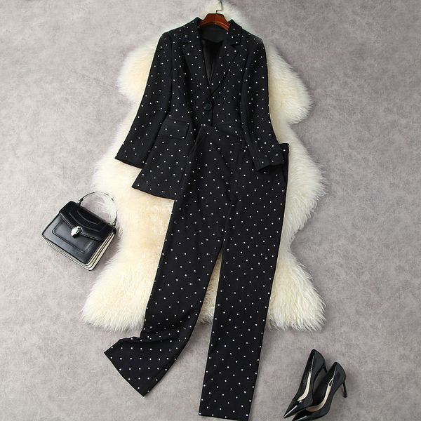 2021 fall autumn long sleeve notched-lapel black drilling shine single-breasted long blazers + high waist long pants two piece suits 2 piece, White
2021 fall autumn long sleeve notched-lapel black drilling shine single-breasted long blazers + high waist long pants two piece suits 2 piece, White