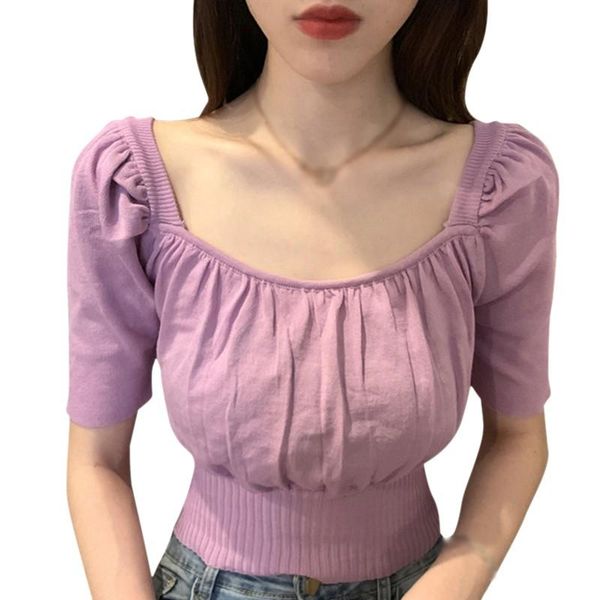 korean style square collar tshirt short sleeve women summer solid color casual tee shirt 2021 women's t-shirt, White
korean style square collar tshirt short sleeve women summer solid color casual tee shirt 2021 women's t-shirt, White
