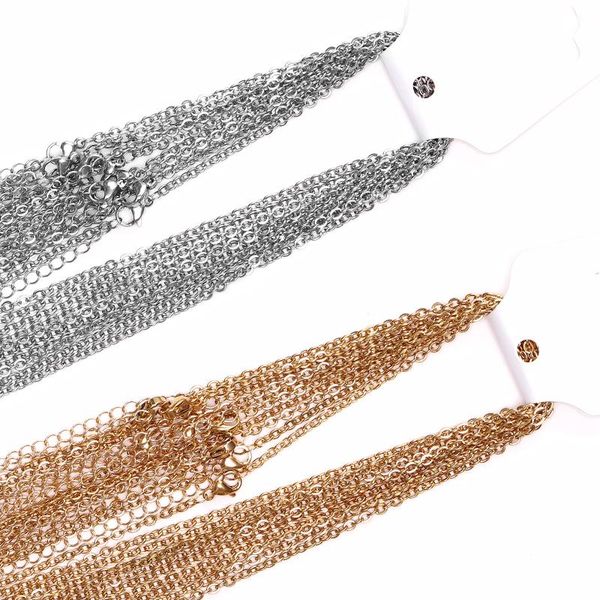 chokers 10pcs/lot chains necklace 1.5/2/2.5/3mm men women gold/steel stainless steel link cuban chain necklaces for jewelry making, Golden;silver
chokers 10pcs/lot chains necklace 1.5/2/2.5/3mm men women gold/steel stainless steel link cuban chain necklaces for jewelry making, Golden;silver
