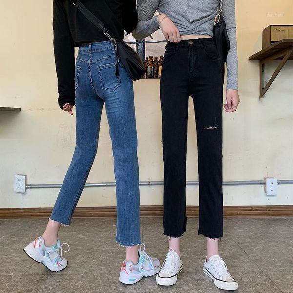 women's jeans straight women high waisted chic simple basic hole ulzzang ladies denim trouser all-match summer fall daily girls est, Blue
women's jeans straight women high waisted chic simple basic hole ulzzang ladies denim trouser all-match summer fall daily girls est, Blue