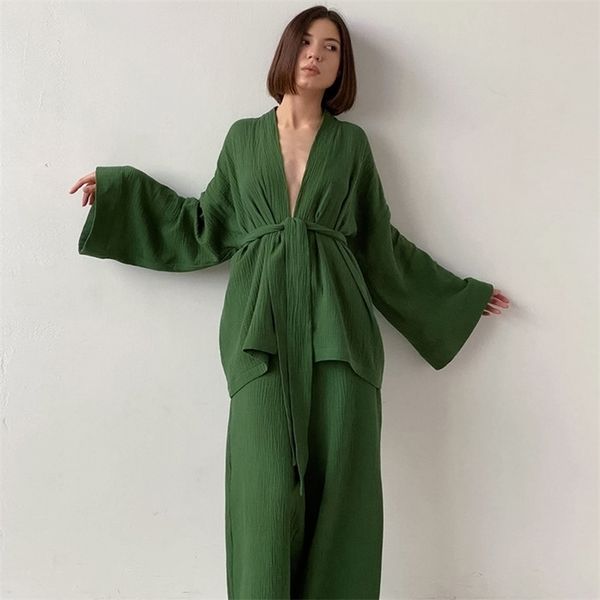 restve cotton women's nightgown 2 pieces set drop sleeves robe trouser suits flare female pajamas autumn bathrobe for woman 211112, Black;red
restve cotton women's nightgown 2 pieces set drop sleeves robe trouser suits flare female pajamas autumn bathrobe for woman 211112, Black;red