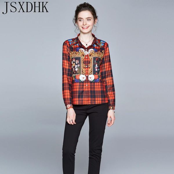 women's blouses & shirts jsxdhk 2021 summer women casual blouse turn-down collar single breasted print plaid red fashion elegant temper, White
women's blouses & shirts jsxdhk 2021 summer women casual blouse turn-down collar single breasted print plaid red fashion elegant temper, White