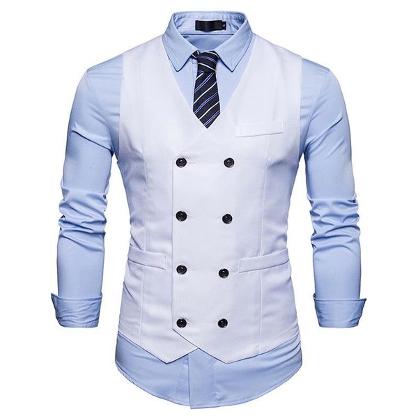 men's vests double breasted suit vest men gilet homme costume 2021 brand slim fit sleeveless waistcoat mens foramal weeding dress, Black;white
men's vests double breasted suit vest men gilet homme costume 2021 brand slim fit sleeveless waistcoat mens foramal weeding dress, Black;white