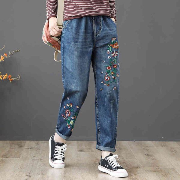 jeans women brim high-waisted spring vintage floral embroidery harem denim women's plus size 3xl pants, Blue
jeans women brim high-waisted spring vintage floral embroidery harem denim women's plus size 3xl pants, Blue