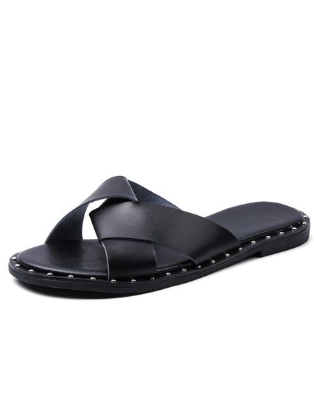 leather women slippers online celebrity beach shoes sandals, Black
leather women slippers online celebrity beach shoes sandals, Black