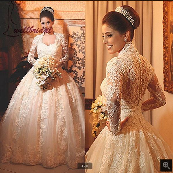 2021 robe de mariage dubai arabic modest ball gown wedding dresses vintage long sleeve lace appliques beaded princess bride dress sweetheart, White
2021 robe de mariage dubai arabic modest ball gown wedding dresses vintage long sleeve lace appliques beaded princess bride dress sweetheart, White