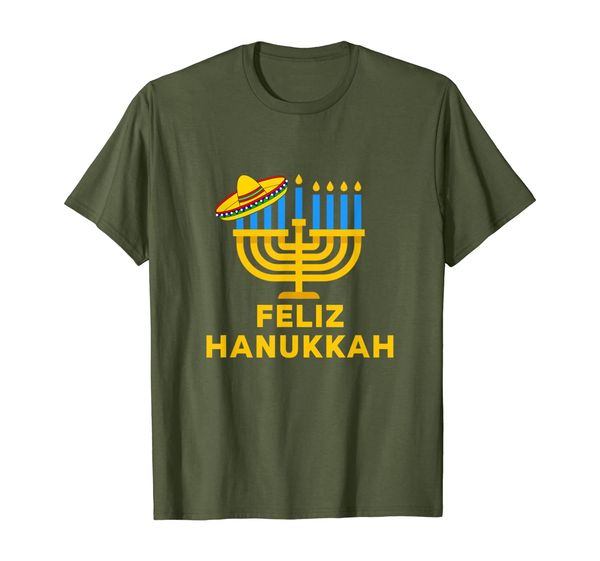 feliz hanukkah happy chanukah funny jewish menorah gift t-shirt, White;black