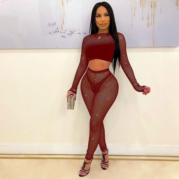 women's two piece pants chic see-through velvet mesh set two-piece suits womens o neck crop and legging workout club overalls, White
women's two piece pants chic see-through velvet mesh set two-piece suits womens o neck crop and legging workout club overalls, White
