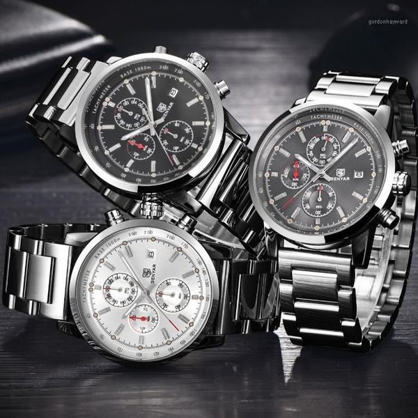 wristwatches benyar 5102 men's watches clock stainless steel band date watch waterproof sports quartz mens wristwatch men relogio mascu, Slivery;brown
wristwatches benyar 5102 men's watches clock stainless steel band date watch waterproof sports quartz mens wristwatch men relogio mascu, Slivery;brown