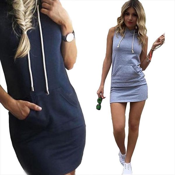 arrival fashion hooded summer women dresses sleeveless slim stripe, Black;gray