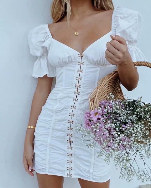 casual dresses women puff sleeve v neck dress cotton slim mini elegant summer autumn skirt, Black;gray
casual dresses women puff sleeve v neck dress cotton slim mini elegant summer autumn skirt, Black;gray