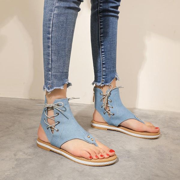 summer clip toe denim rivet back zipper flat heel sandals casual versatile women's shoes, Black
summer clip toe denim rivet back zipper flat heel sandals casual versatile women's shoes, Black