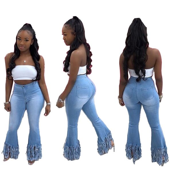 ins ladies flare with tassels three colors high waist ripped bell bottom ny long jeans summer autumn streetwear for girls, Blue
ins ladies flare with tassels three colors high waist ripped bell bottom ny long jeans summer autumn streetwear for girls, Blue