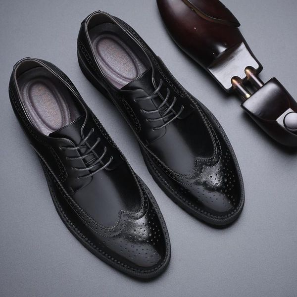 dress shoes spring men's leather fashion casual business increased non-slip brogue men, Black
dress shoes spring men's leather fashion casual business increased non-slip brogue men, Black