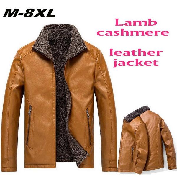 men's fur & faux plus velvet thick lapel pu leather coat zipper lamb cashmere jacket thickened winter warm m-8xl, Black
men's fur & faux plus velvet thick lapel pu leather coat zipper lamb cashmere jacket thickened winter warm m-8xl, Black