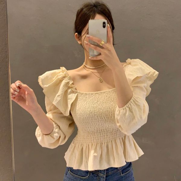 spring women sweet blouse square collar long-sleeved puff sleeve patchwork pleated apricot ruffles shirt 8p104 210510, White
spring women sweet blouse square collar long-sleeved puff sleeve patchwork pleated apricot ruffles shirt 8p104 210510, White