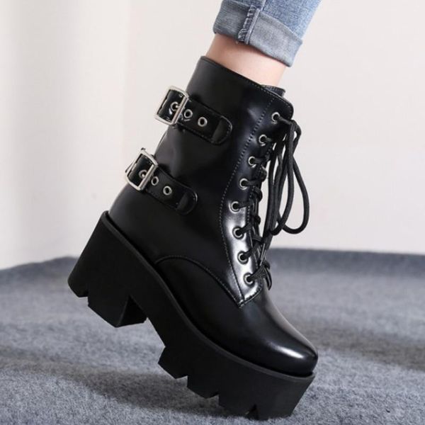 boots fanyuan punk women ankle shoes round toe zipper cross strap thick bottom buckle motorcycle footwear size 32-43, Black
boots fanyuan punk women ankle shoes round toe zipper cross strap thick bottom buckle motorcycle footwear size 32-43, Black