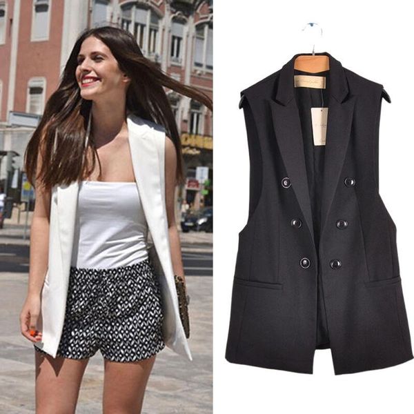 women's vests 2021 women long coat lapel sleeveless thin waistcoat blazer suit jacket vest cardigan, Black;white
women's vests 2021 women long coat lapel sleeveless thin waistcoat blazer suit jacket vest cardigan, Black;white