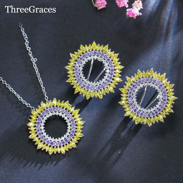 earrings & necklace threegraces summer jewelry white purple yellow cubic zirconia large round party sets for women js100, Silver
earrings & necklace threegraces summer jewelry white purple yellow cubic zirconia large round party sets for women js100, Silver