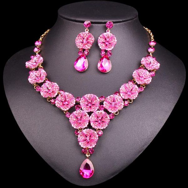 earrings & necklace fashion pink flowers crystal bridal wedding party prom costume jewelry sets for brides bridesmaids, Silver
earrings & necklace fashion pink flowers crystal bridal wedding party prom costume jewelry sets for brides bridesmaids, Silver