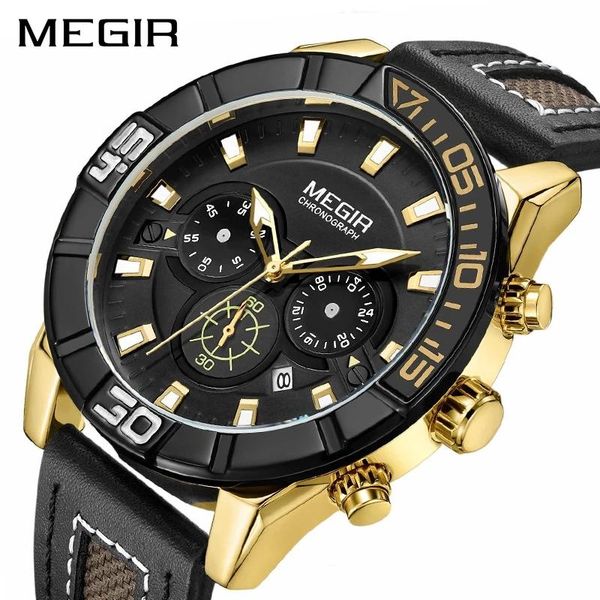 wristwatches megir quartz mens watches chronograph male watch sport military army man clock leather strap business men, Slivery;brown
wristwatches megir quartz mens watches chronograph male watch sport military army man clock leather strap business men, Slivery;brown