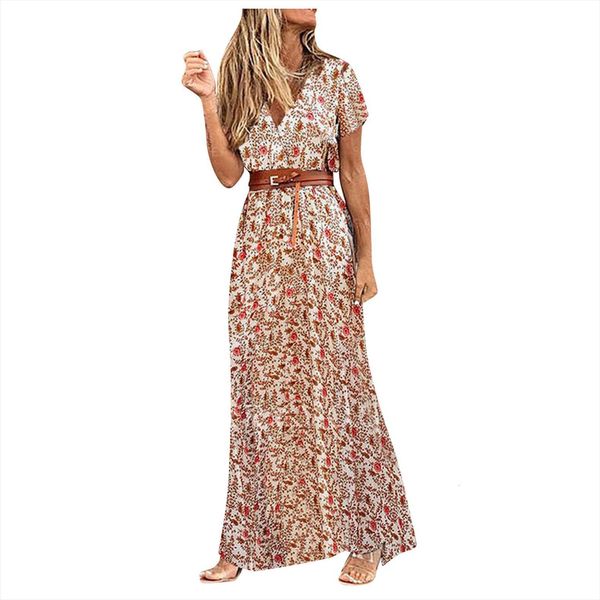 short sleeve floral maxi long women dress boho party evening casual robe longue, Black;gray
short sleeve floral maxi long women dress boho party evening casual robe longue, Black;gray