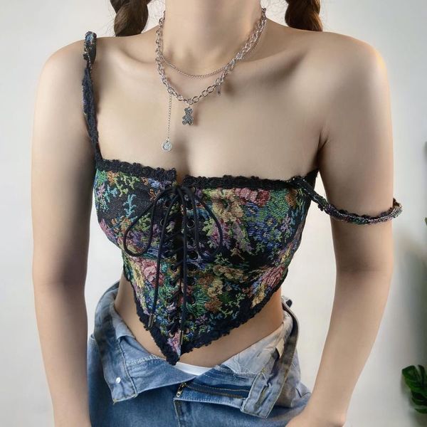 women's tanks & camis summer vintage corset camisole flower print sleeveless skinny front hollow out bandage strap ladies girls short s, White
women's tanks & camis summer vintage corset camisole flower print sleeveless skinny front hollow out bandage strap ladies girls short s, White