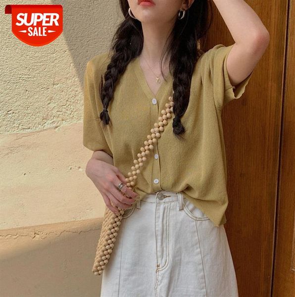net red sweater blouse korean version of solid color v-neck short-sleeved loose short knit cardigan women #li6j, Black
net red sweater blouse korean version of solid color v-neck short-sleeved loose short knit cardigan women #li6j, Black