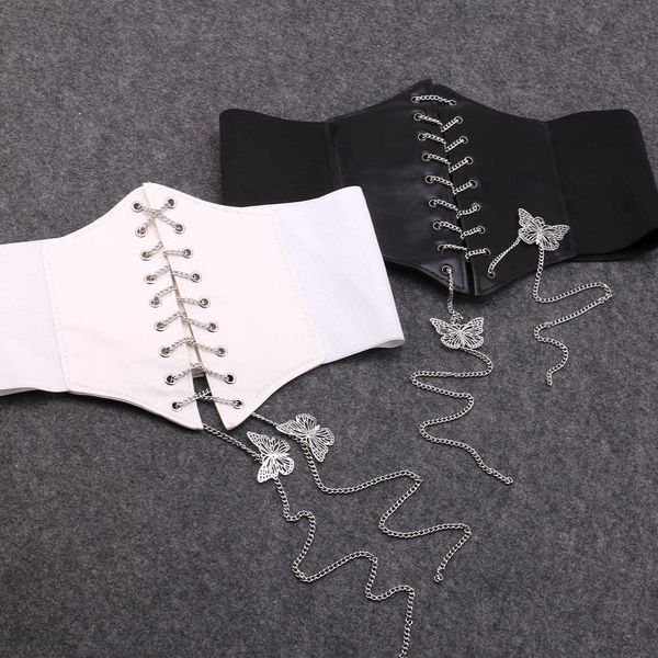 personalized women's leisure wide belt metal butterfly chain strap pu women's waist decoration with wide waist seal p0817, Black;brown
personalized women's leisure wide belt metal butterfly chain strap pu women's waist decoration with wide waist seal p0817, Black;brown