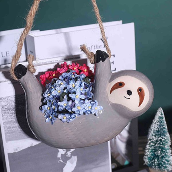 ceramic sloth hanging succulent planter cute animal small plant pot for cactus, air plants, flowers, herbs garden decoration y0314
ceramic sloth hanging succulent planter cute animal small plant pot for cactus, air plants, flowers, herbs garden decoration y0314
