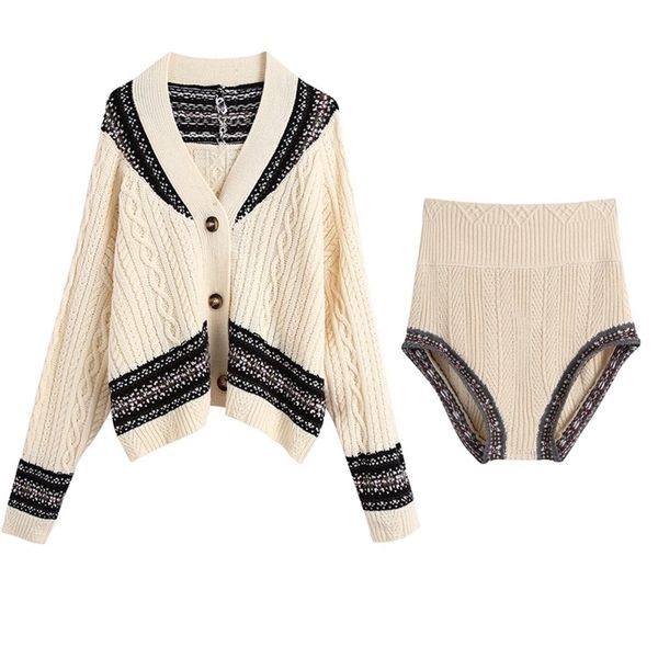 women total knit suits retro contrast color twist oversized cardigan vintage package hips high-cut mini shorts 2 pieces 1 set 210429, White
women total knit suits retro contrast color twist oversized cardigan vintage package hips high-cut mini shorts 2 pieces 1 set 210429, White