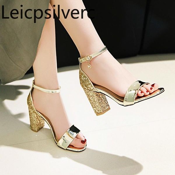 spring and summer fashion buckle open toe high heel sandals womens sequin thick women's shoes plus size 34-48, Black
spring and summer fashion buckle open toe high heel sandals womens sequin thick women's shoes plus size 34-48, Black
