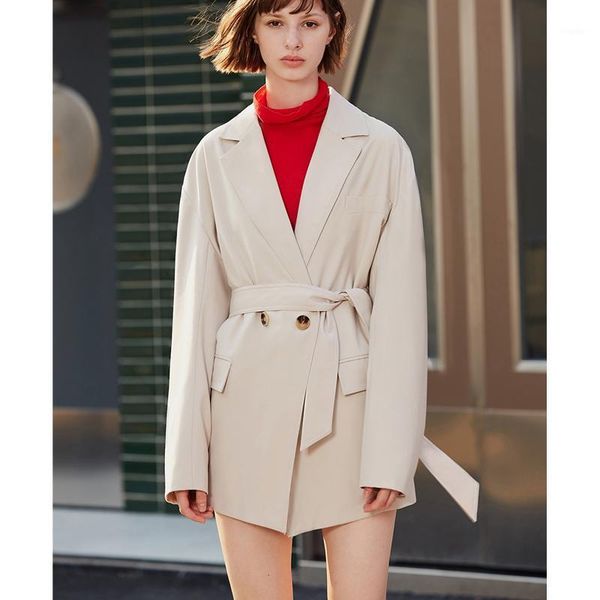 women solid loose blazer autumn winter belted streetwear lady outerwear female casual double-breasted button women's suits & blazers, White;black
women solid loose blazer autumn winter belted streetwear lady outerwear female casual double-breasted button women's suits & blazers, White;black