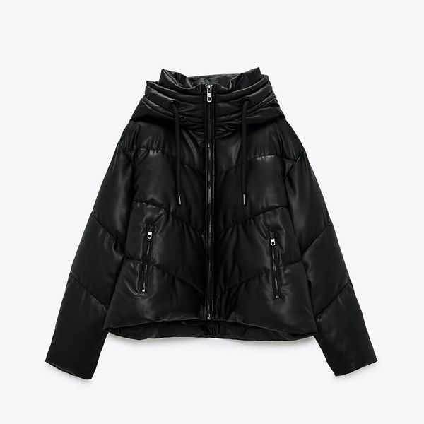 women winter fashion warm chic drawstring hooded leather parkas female casual zipper oversized coat girls outerwear 210520, Black
women winter fashion warm chic drawstring hooded leather parkas female casual zipper oversized coat girls outerwear 210520, Black