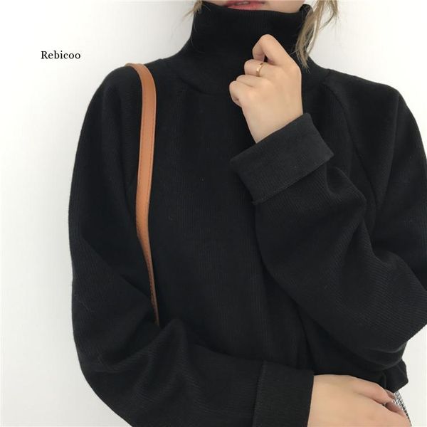 turtleneck sweater for women autumn winter knitted jumper women's casual loose long sleeve jacket pullover female sweaters, White;black
turtleneck sweater for women autumn winter knitted jumper women's casual loose long sleeve jacket pullover female sweaters, White;black