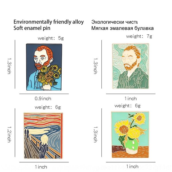 j5j6 high grade van gogh oil brooches painting cartoon creative oil dripg enamel sunflower cute accessory pincollar pins brooch accessorie, Gray
j5j6 high grade van gogh oil brooches painting cartoon creative oil dripg enamel sunflower cute accessory pincollar pins brooch accessorie, Gray