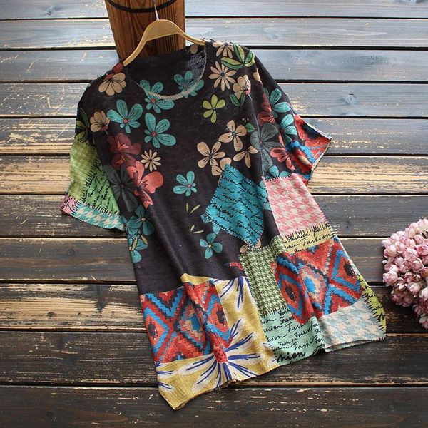 summer women loose floral print t shirt short sleeve o neck knitting cotton blend t-shirt female women's, White
summer women loose floral print t shirt short sleeve o neck knitting cotton blend t-shirt female women's, White