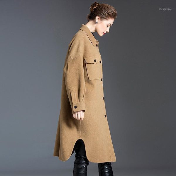 women's wool & blends luxury autumn winter double faced coat korean over knee coats and jackets women clothes long trench abrigo mujer, Black
women's wool & blends luxury autumn winter double faced coat korean over knee coats and jackets women clothes long trench abrigo mujer, Black