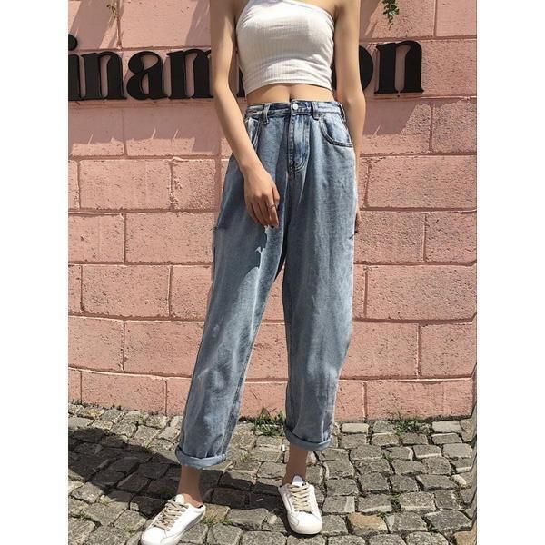 jeans denim high-waisted jeans with casual bf button women's pants streetwear autumn, Blue
jeans denim high-waisted jeans with casual bf button women's pants streetwear autumn, Blue