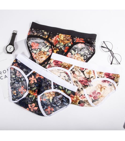 men's lace underwear, printed briefs, transparent european size pants, breathable young men's underwear, Black;white
men's lace underwear, printed briefs, transparent european size pants, breathable young men's underwear, Black;white