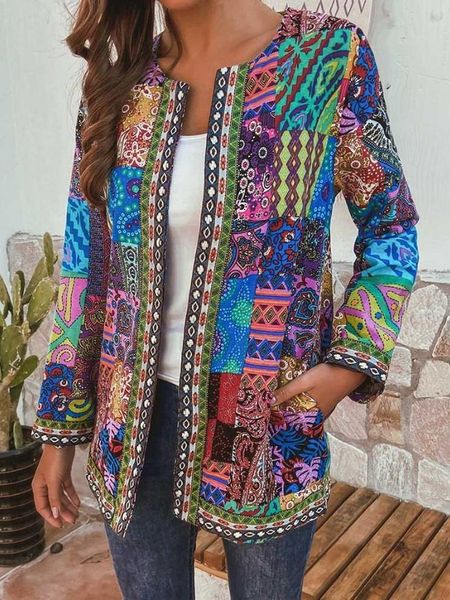 women's jackets coat european and american style autumn printed retro round neck medium long jacket, Black;brown
women's jackets coat european and american style autumn printed retro round neck medium long jacket, Black;brown