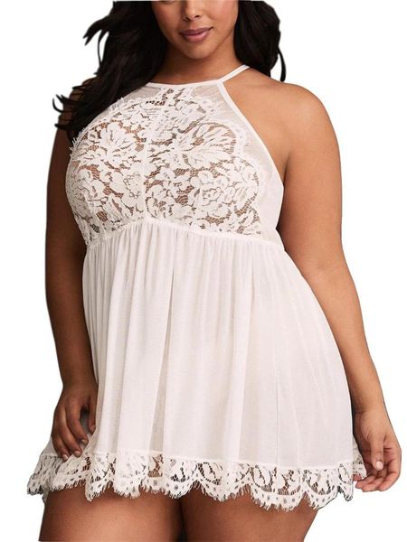 women's sleepwear plus size lingerie babydoll lace floral halter set high neck chemise, Black;red
women's sleepwear plus size lingerie babydoll lace floral halter set high neck chemise, Black;red