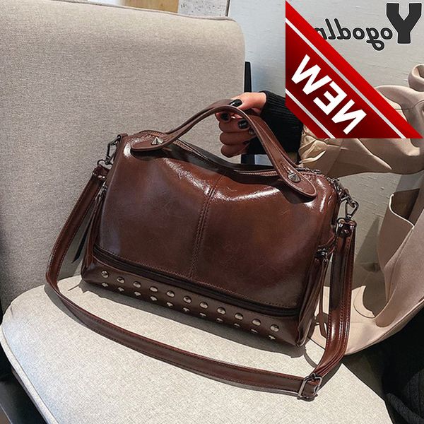 female 2022 vintage shoulder bag luxury rivet handbag soft pu leather crossbody bags for women casual boston tote bolsa feminina
female 2022 vintage shoulder bag luxury rivet handbag soft pu leather crossbody bags for women casual boston tote bolsa feminina