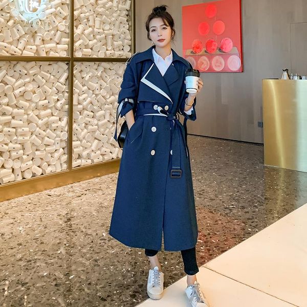 women's trench coats blue windbreaker spring autumn 2021 long casual color matching design double-breasted high-quality lining coat gw2, Tan;black
women's trench coats blue windbreaker spring autumn 2021 long casual color matching design double-breasted high-quality lining coat gw2, Tan;black