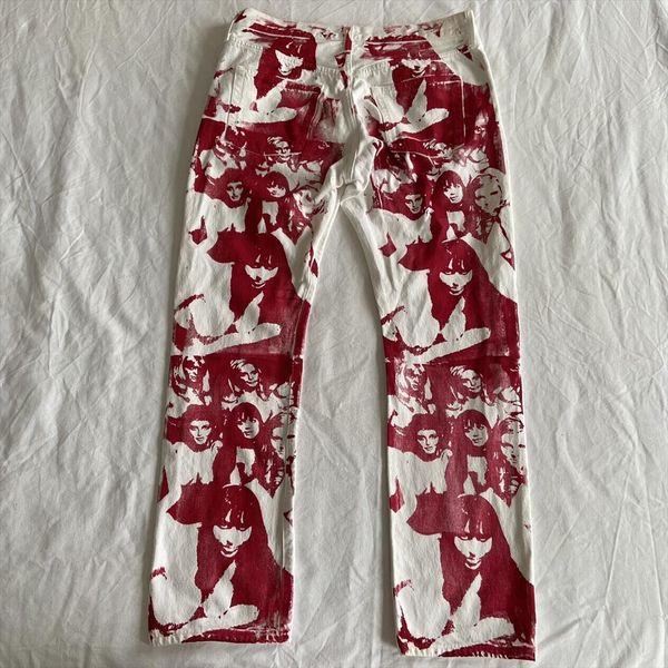 y2k straight wide leg women capri jeans fashion high waist portrait print loose denim pants for office beach school party, Black;white 
y2k straight wide leg women capri jeans fashion high waist portrait print loose denim pants for office beach school party, Black;white