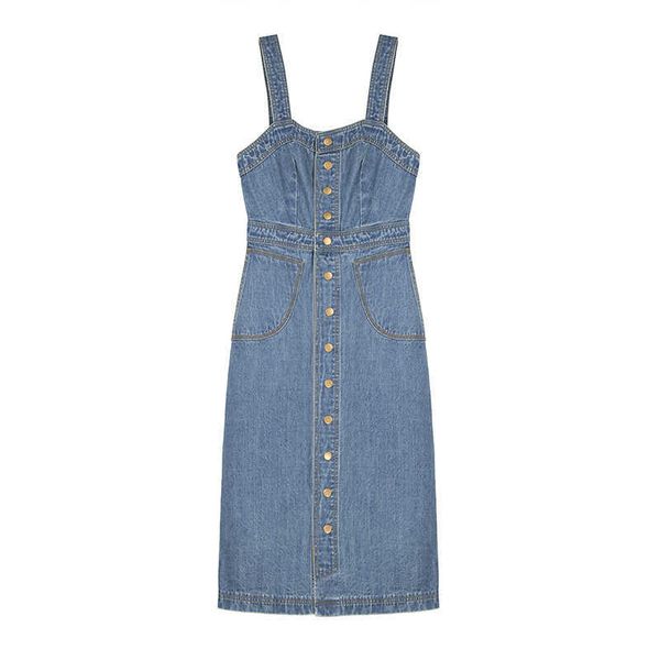 perhaps u blue denim button strap sleeveless button sheath button midi dress summer d0553 210529, Black;gray
perhaps u blue denim button strap sleeveless button sheath button midi dress summer d0553 210529, Black;gray